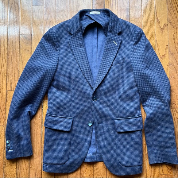 Gant Rugger 'Unconstructed' Navy Houndstooth Blazer Sz 34 Wool Unlined Surgeon's